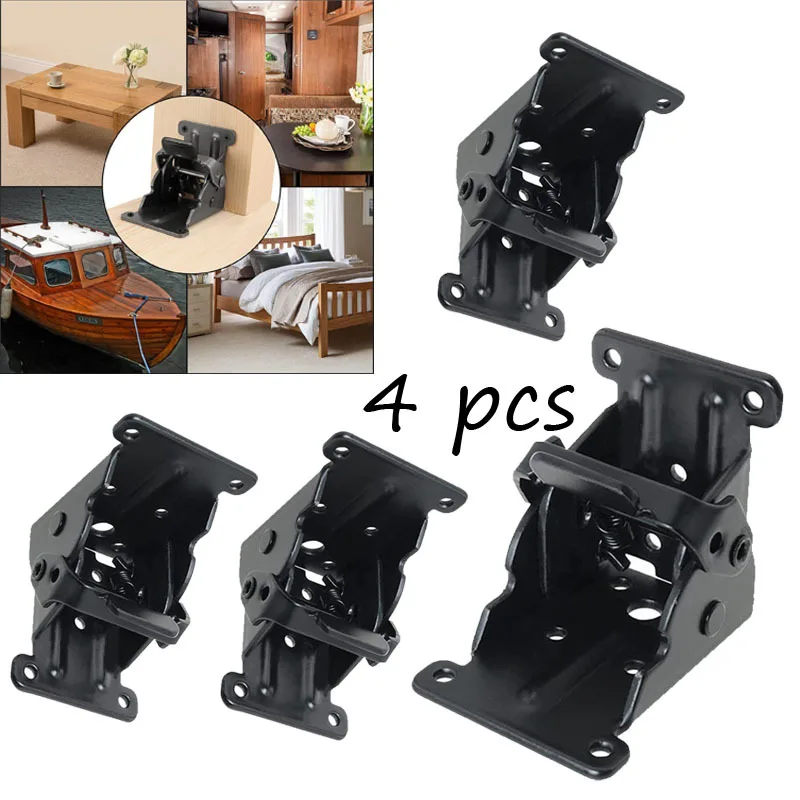 Furniture Hardware For Legs - 4pcs Iron Folding Support Frame Self-Locking