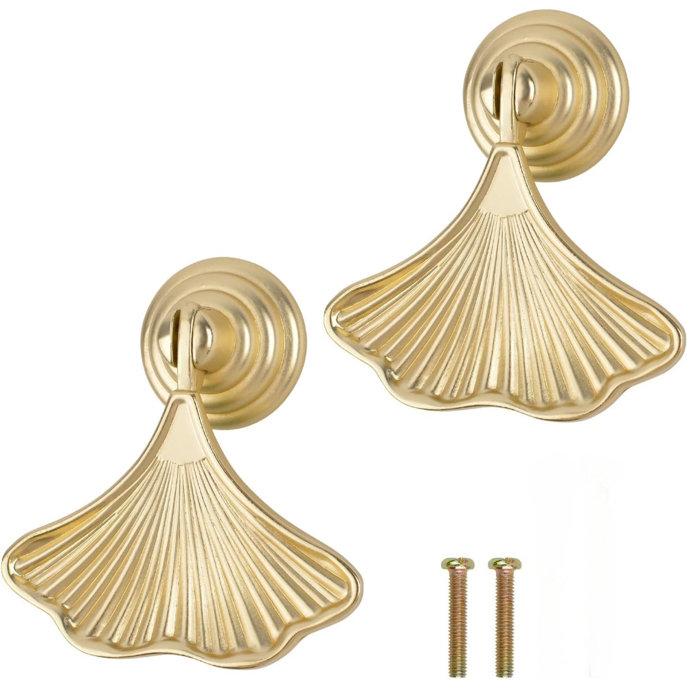 Furniture Hardware Drop Pulls - 2 Pack Ginkgo Leaf Shape Knob