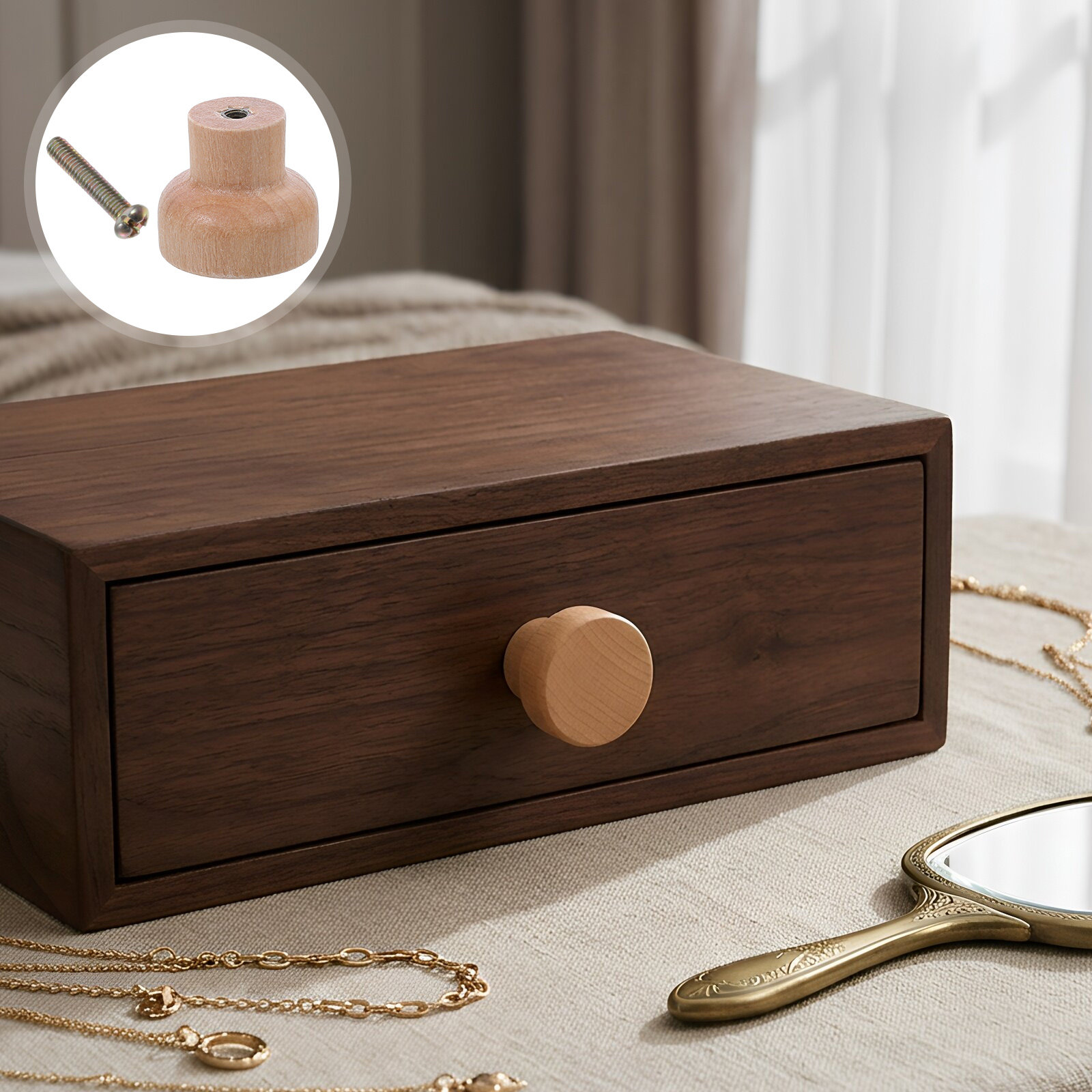 30Pcs Solid Beech Wood Drawer  - Cabinet Knob Round recension och pris