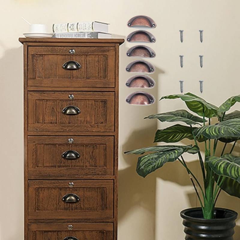6 metal handles, arched-design - Furniture Hardware Items recension och pris
