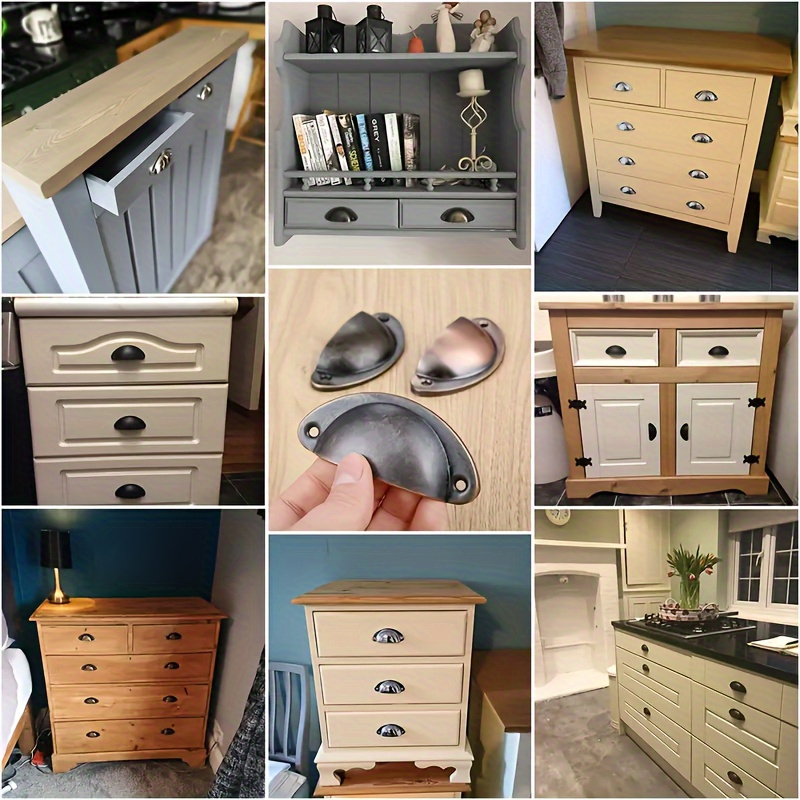 6 metal handles, arched-design - Furniture Hardware Items recension och pris