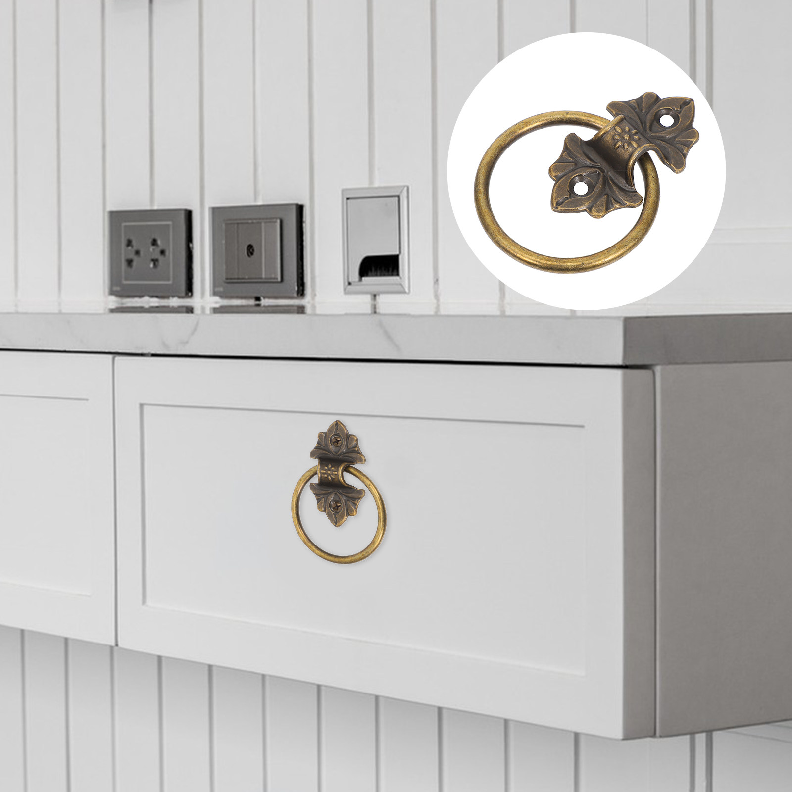 2Pcs Retro Drop Ring Cabinet P - Furniture Hardware Drop Pulls recension och pris